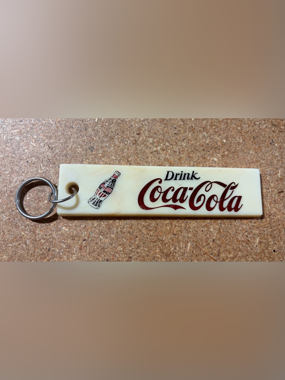 Vintage 1970s Drink Coca-Cola Coke Contour Bottle Logo Sign Plastic Keychain